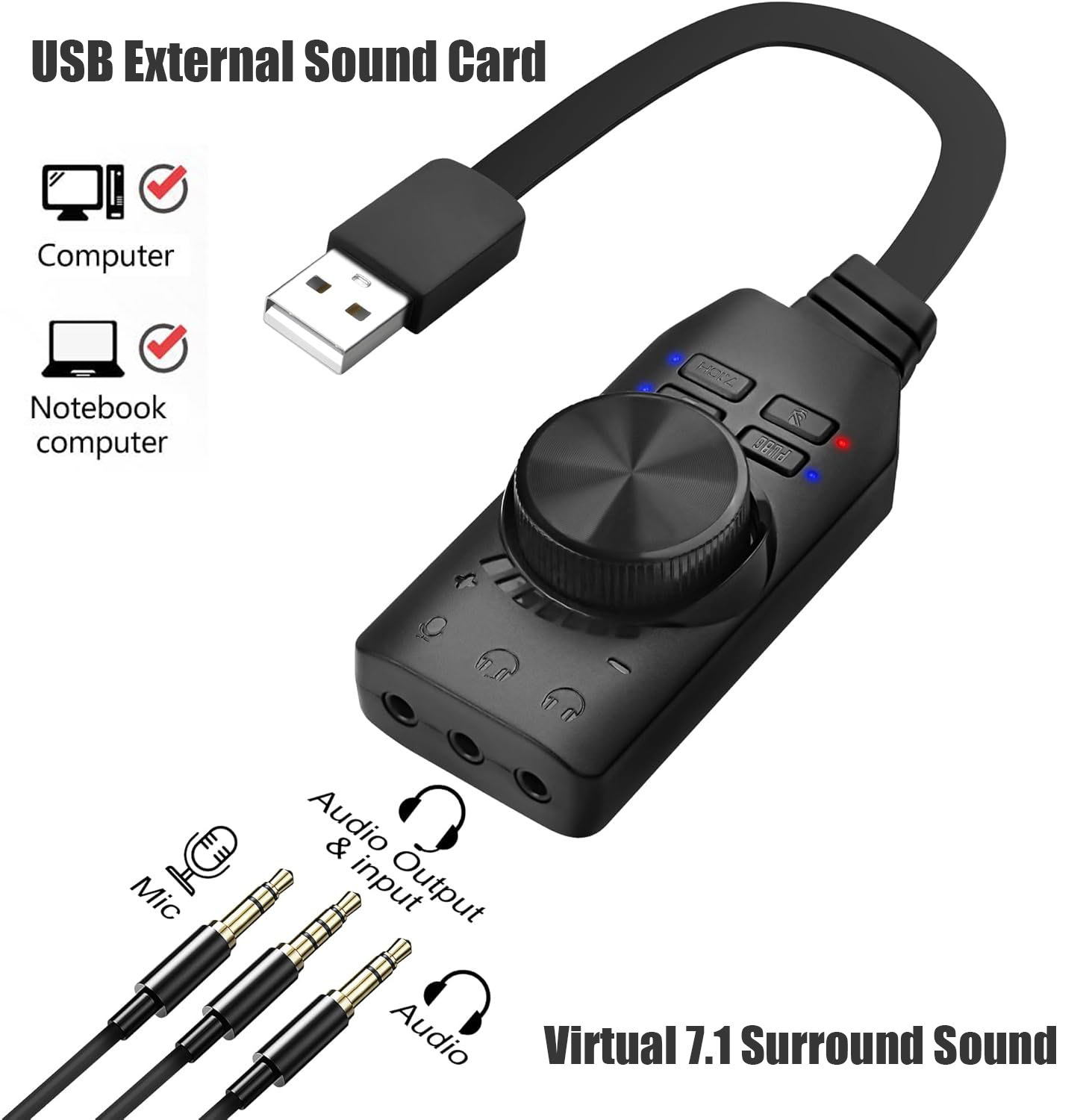 Gaming Headset 7.1 - Carte son USB, son surround virtuel