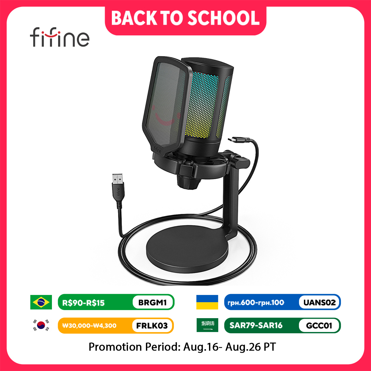Streaming Mic Condenser - Microphone de jeu FIFINE AmpliGame avec