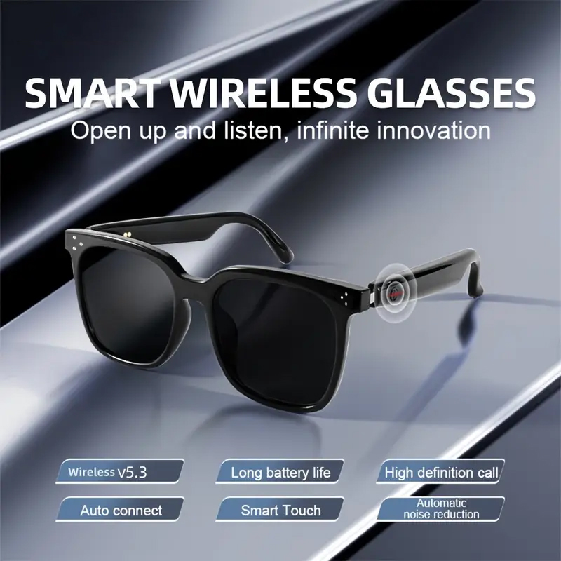 Gaming Glasses Blue - Caméra lunettes intelligentes Bluetooth appel Assistant